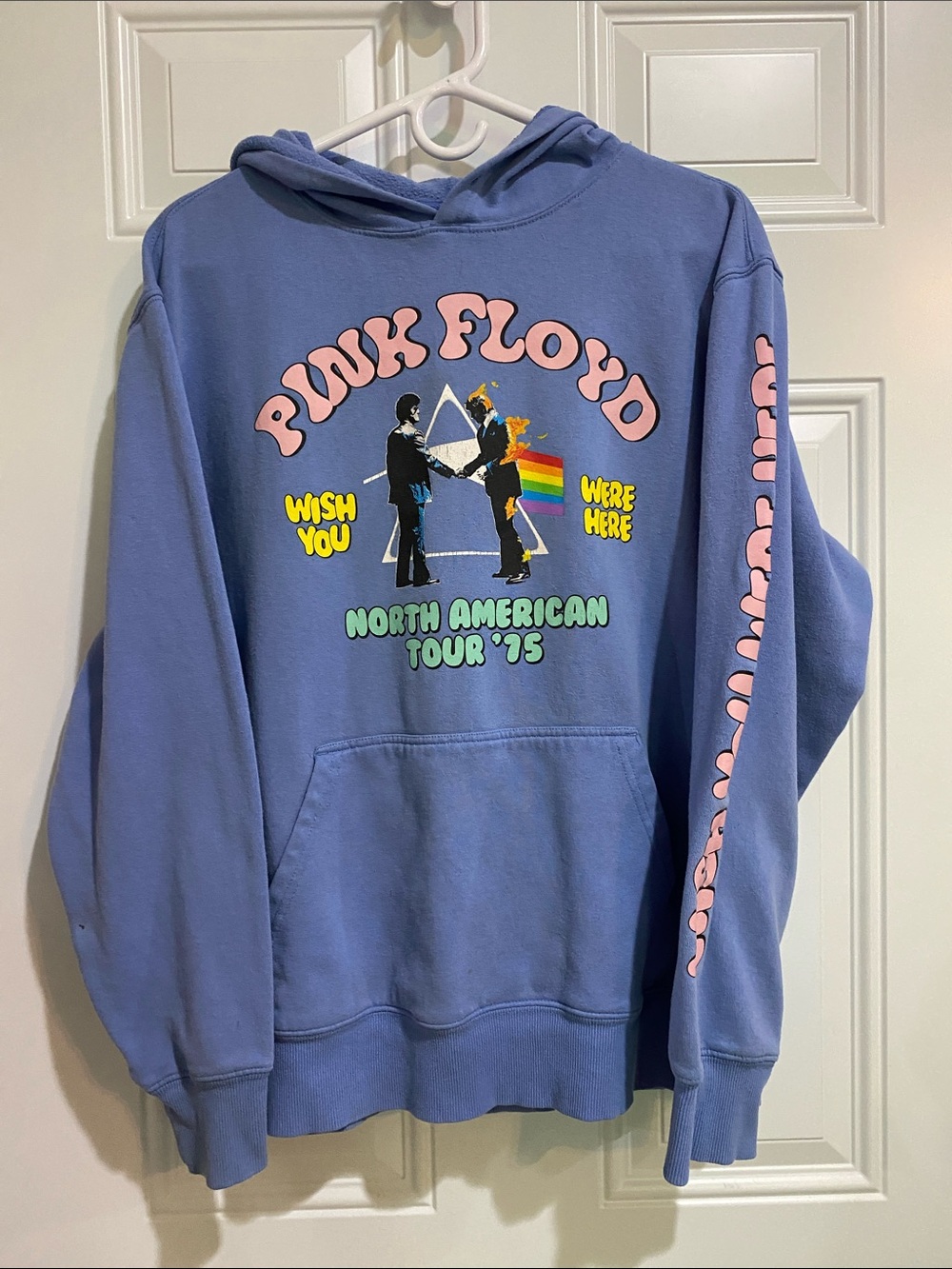 Pink Floyd Blue Crewneck Hoodie with Tour Graphic